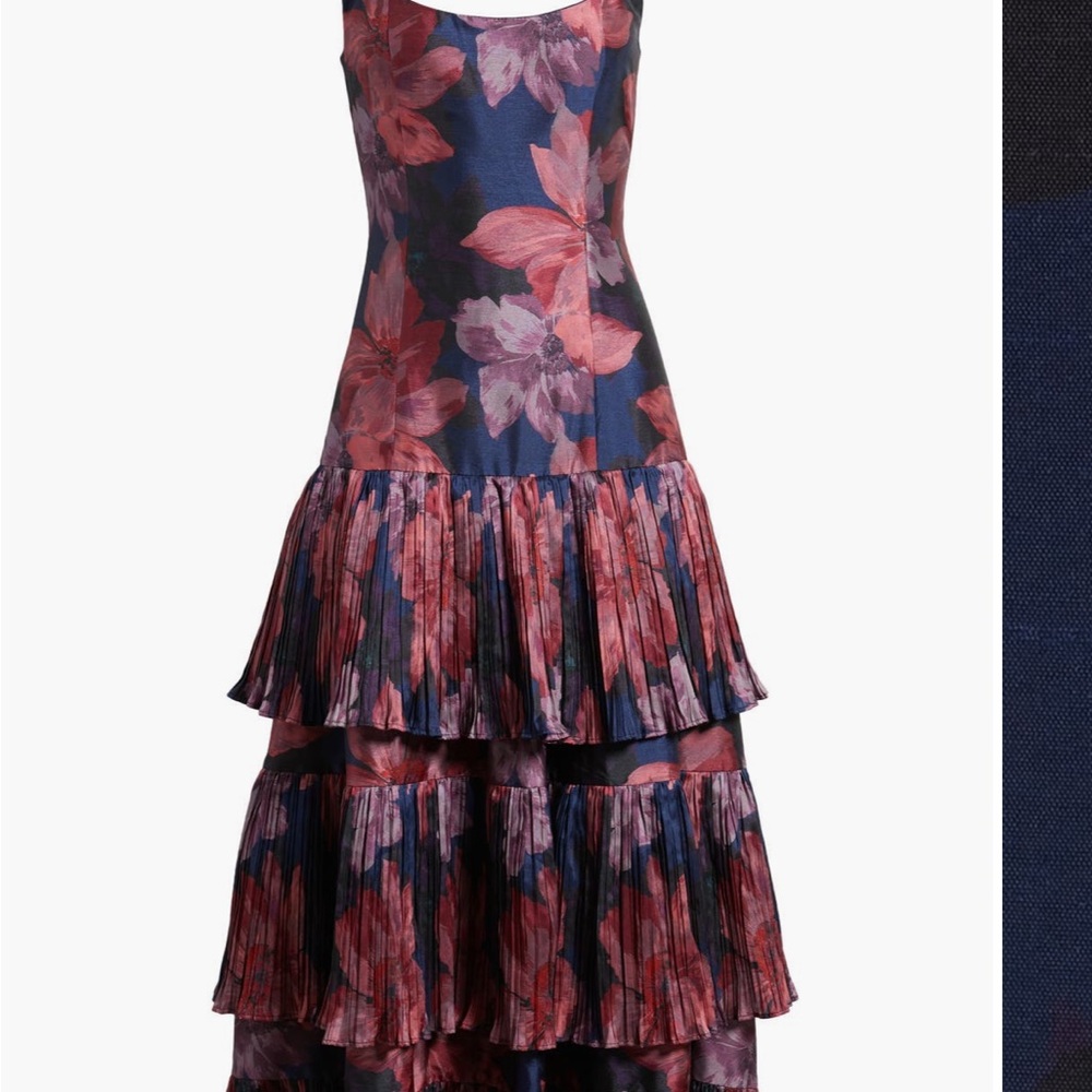 Hutch Navy and Pink Floral Tiered Midi Dress